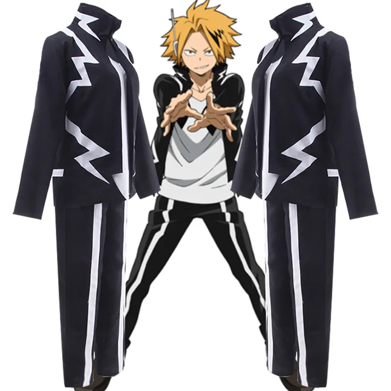 

2021 New Cosplay Costume Hero Academia Blonde Wig Boku No Hero Updated Hero Costume Black Jacket Pants Party Suit