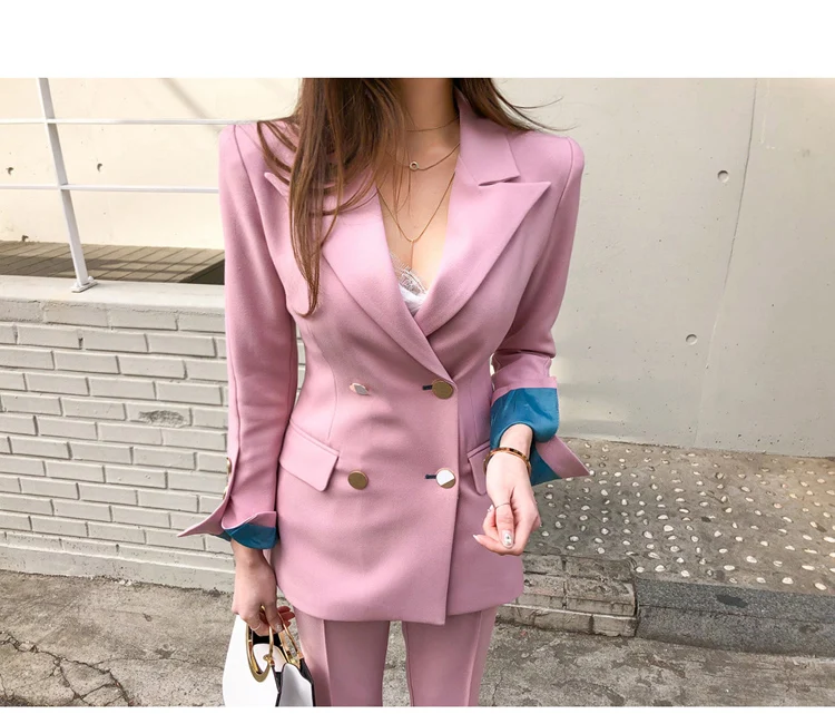 2019 осень 2020 весна новый корейский красный приталенный деловой Блейзер + брюки 2
