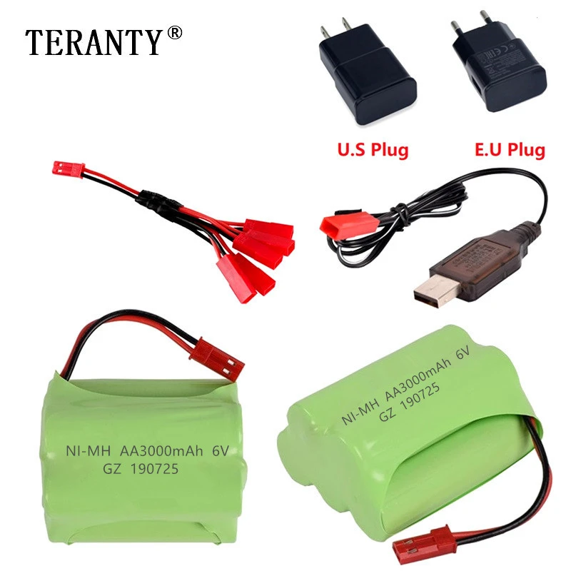 

( JST PLUG ) 6v 3000mah NiMH Battery + charger For Rc toys Cars Tanks Robots Boats Guns Ni-MH AA 6v Rechargeable Battery Pack