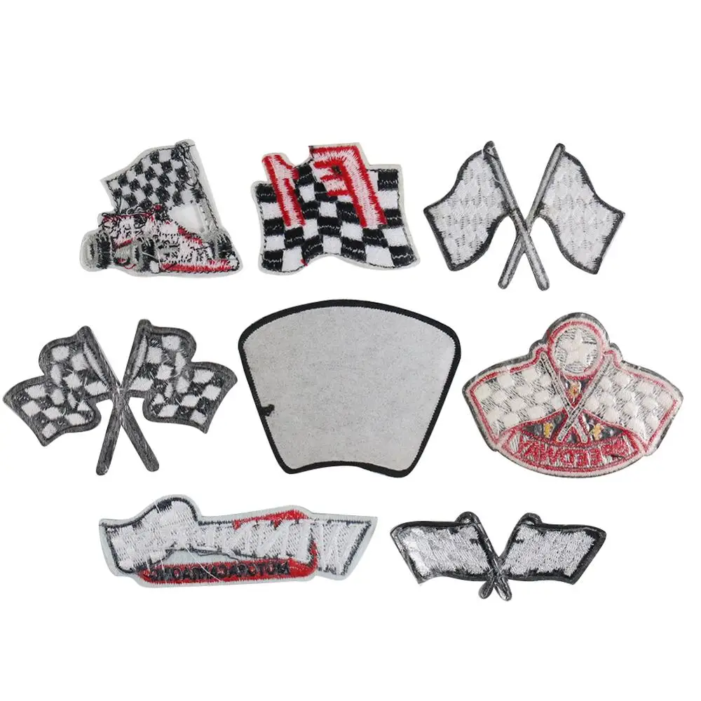 Наклейка из ткани в черно-белую клетку F1 гоночный контактный сигнал флаг