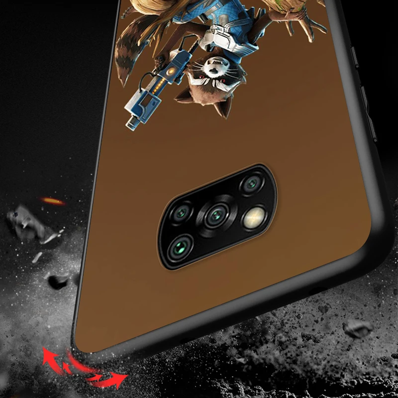 

Rocket Raccoon for Xiaomi Poco X3 NFC X2 M3 M2 F2 F3 Pro C3 F1 A2 Lite Mix3 Play Silicone Soft Black Phone Case