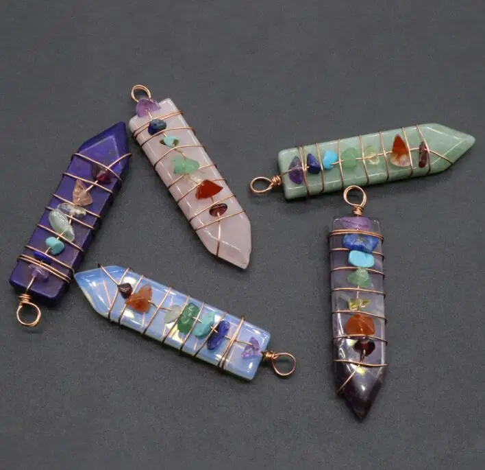 7 чакральную исцеления Радуга ожерелья с подвеской из натурального камня Шарм