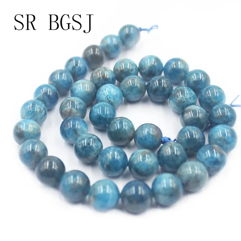Free Shipping 6-12mm Blue Apatite Gems Natural Round Stone Beads For Jewelry Making DIY Strand 15&quot | Украшения и аксессуары
