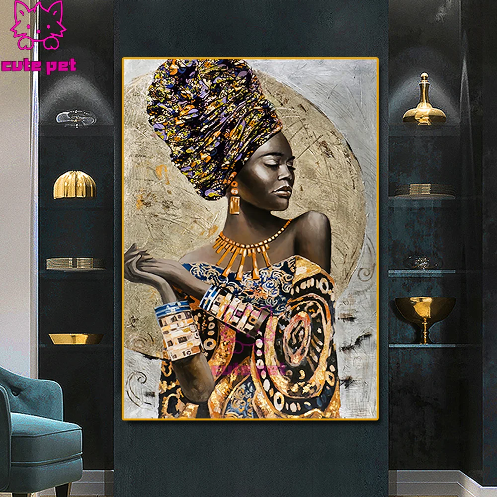 

5D Diy Diamond Mosaic African Black Woman Graffiti Art Diamond Painting Full Square Round Diamond Embroidery portrait Girl Decor