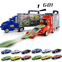 612pcs diecast cars metal model with big truck vehicles toys for children hot wheels car container carrier boys birthday gift