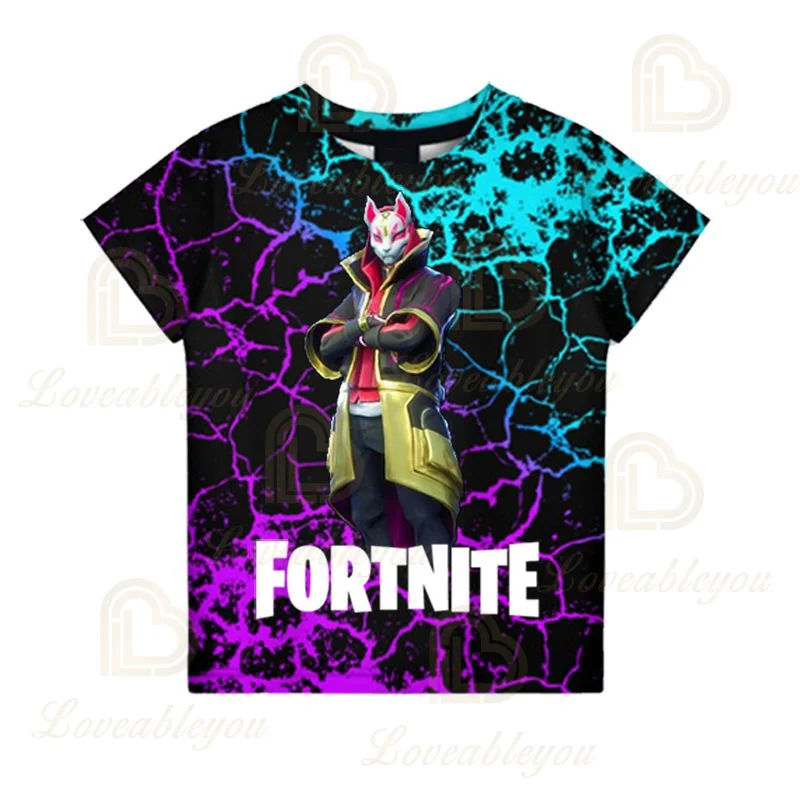 Детская одежда для мальчиков с героями аниме Fortnite футболка Летняя ворота