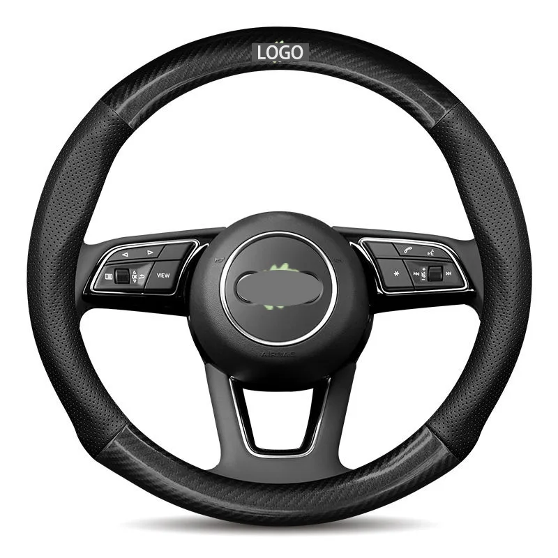 

Car Carbon Fiber Leather Steering Wheel Covers Interior Accessories 38cm ForAudi A3 A4 A5 A6 Q2 Q3 Q5 Q7 A1 A7 S3 S4 Car Styling