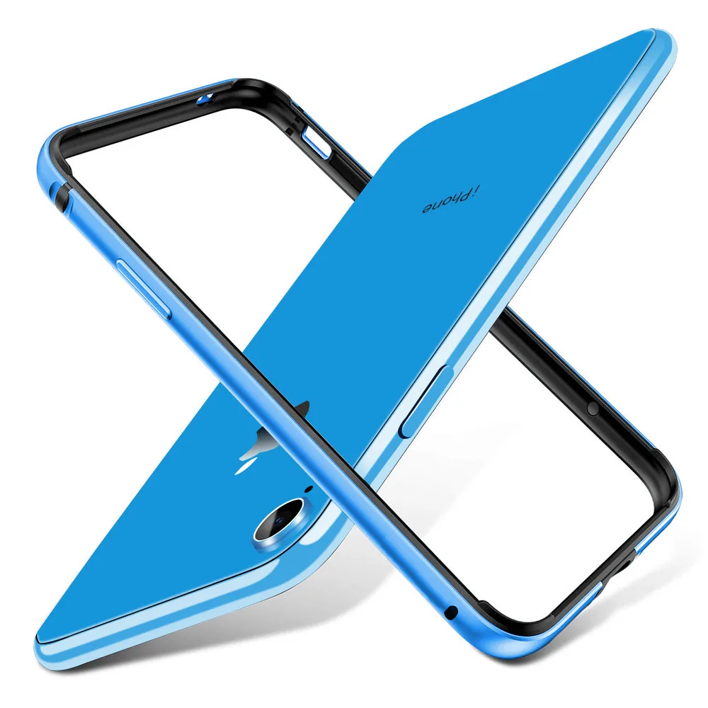 Чехол-бампер Ascromy для iPhone XR роскошный блестящий алюминиевый металлический силиконовый чехол для телефона для iPhone XR 11 коралловые милые аксессуары - Цвет: Синий
