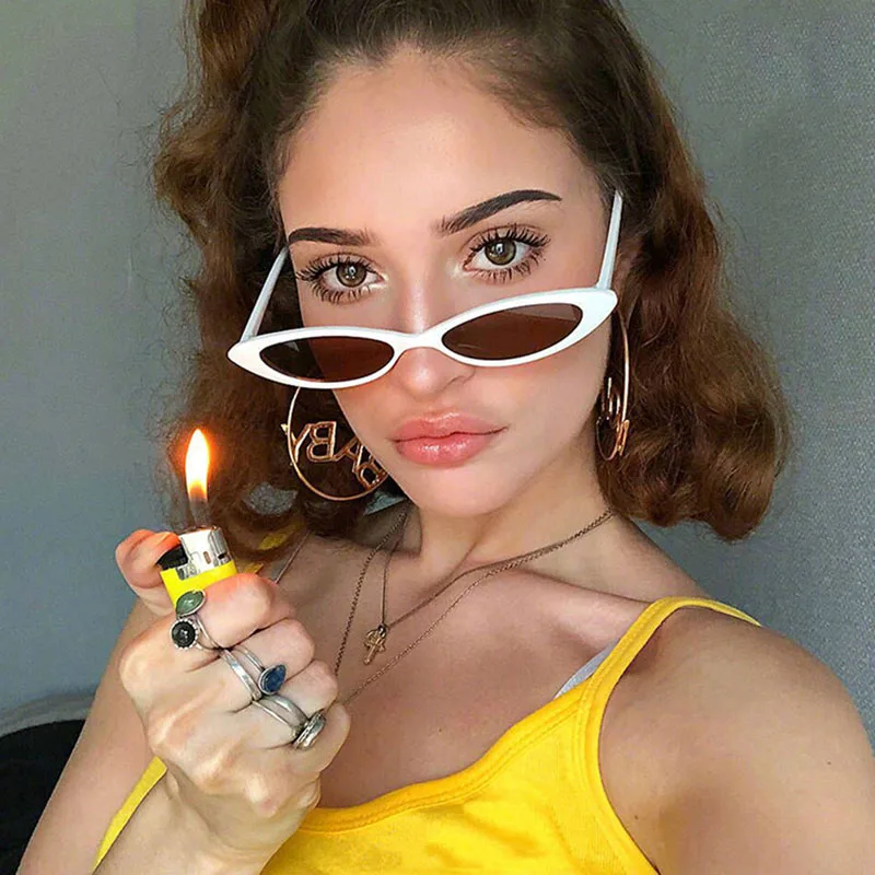 Round Cat's Eye Sunglasses Retro Oval Frame Glasses Fashion Wild Marine Piece Women's Brand Designer High Quality | Аксессуары