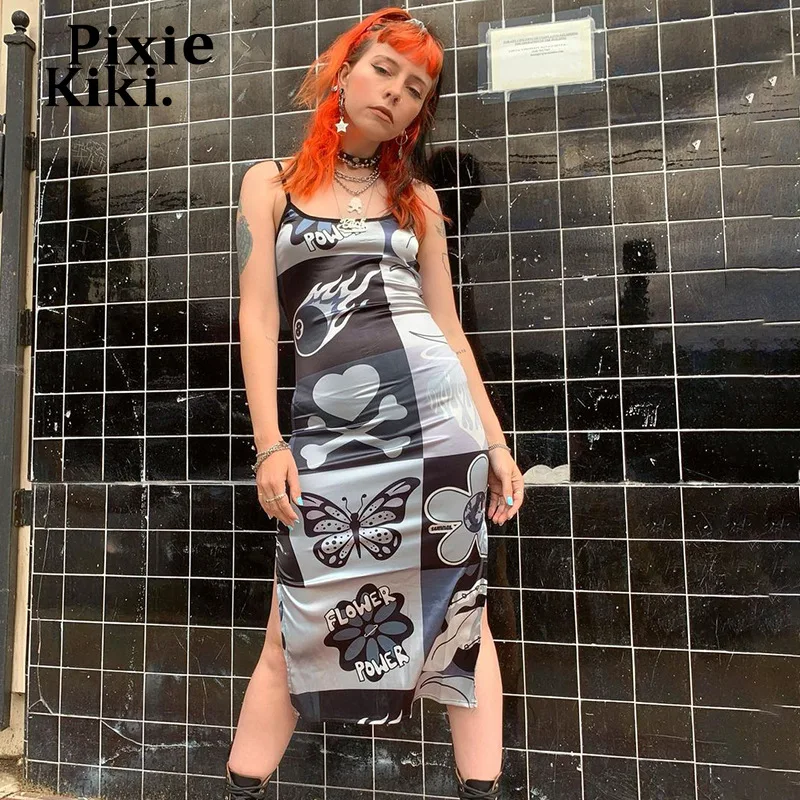 Пикантное женское платье миди PixieKiki с разрезом одежда из Альта 2021 облегающее на