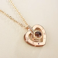 lover necklaces i love you in 100 language rose gold pendant choker initial chain necklace collier femme 2022 mothers day gift