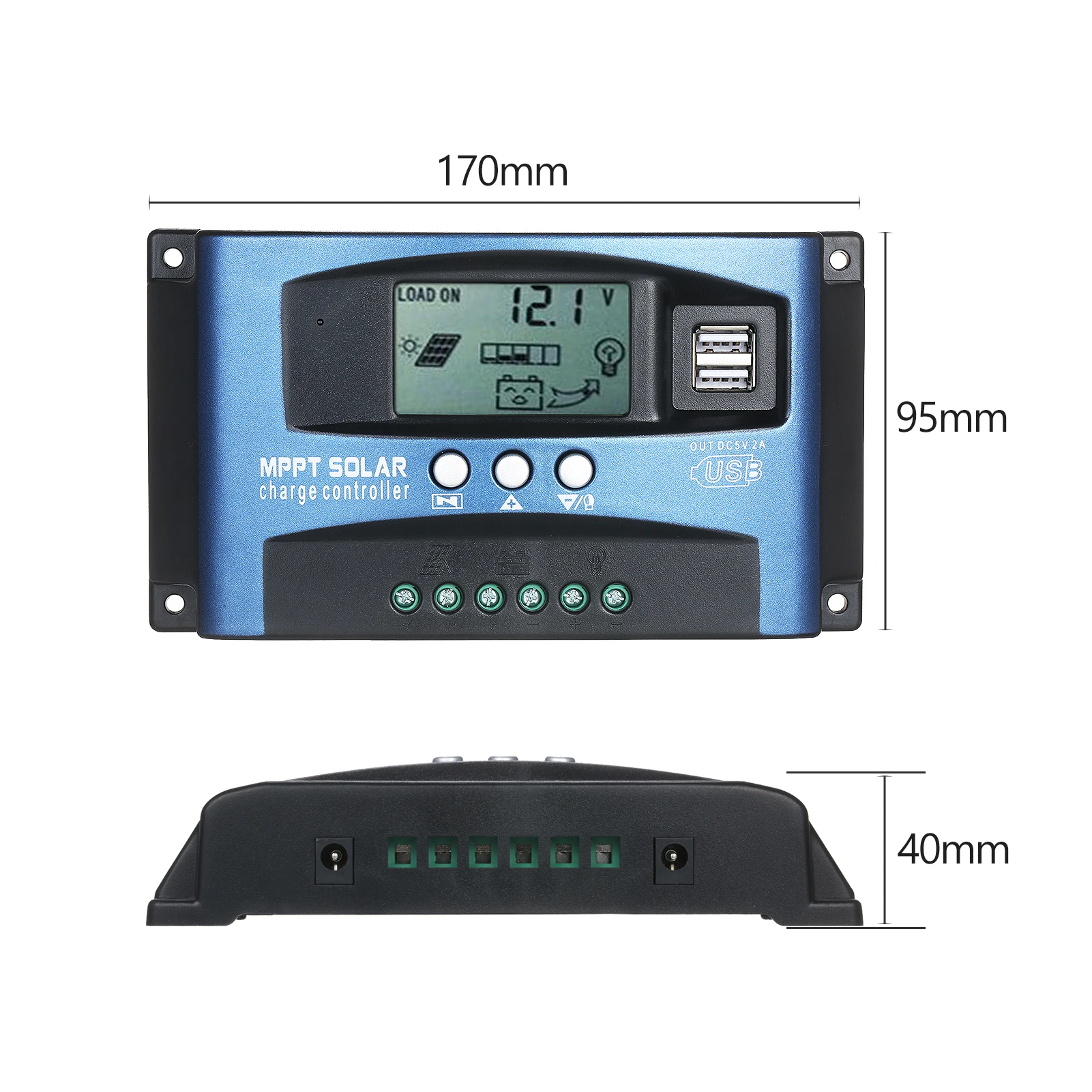KKmoon 100A MPPT Контроллер заряда солнечной батареи с двойным USB ЖК-дисплеем |