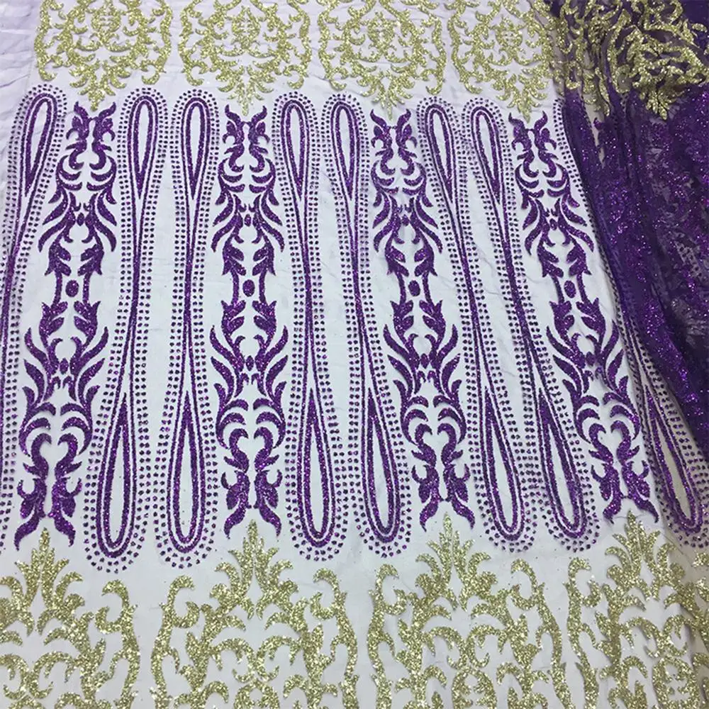 

Elegant Rose Gold Duble-color Shining Glitter Lace Fabrics Good Quality Amazing Gliding Sequins Net Tulle Wedding Dress Nigerian