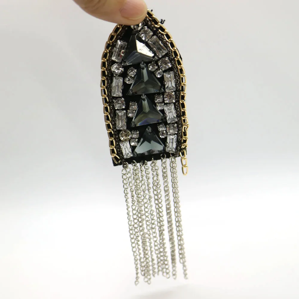 2 шт./компл. кисточкой из бисера вышивка золотой нитью для одежды в стиле панк