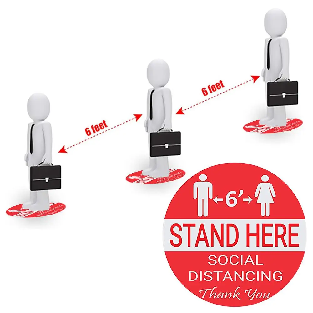 

Social Distance Wait Here Stand Here Keep 6ft In Between Distance Marker Floor Decal For Social Distance While In Line - 6.75"