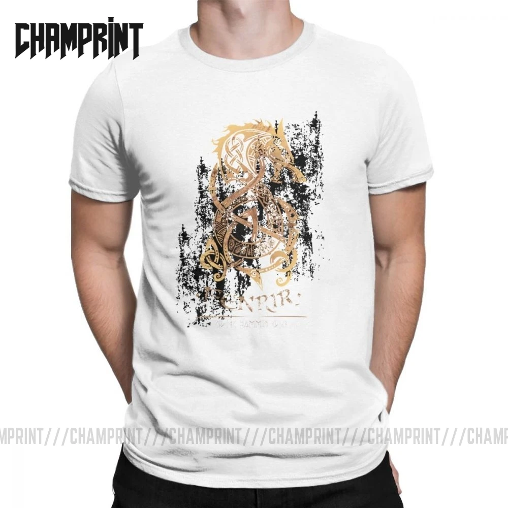 Футболка мужская с коротким рукавом хлопок стиль викингов вальгалла Фенрир