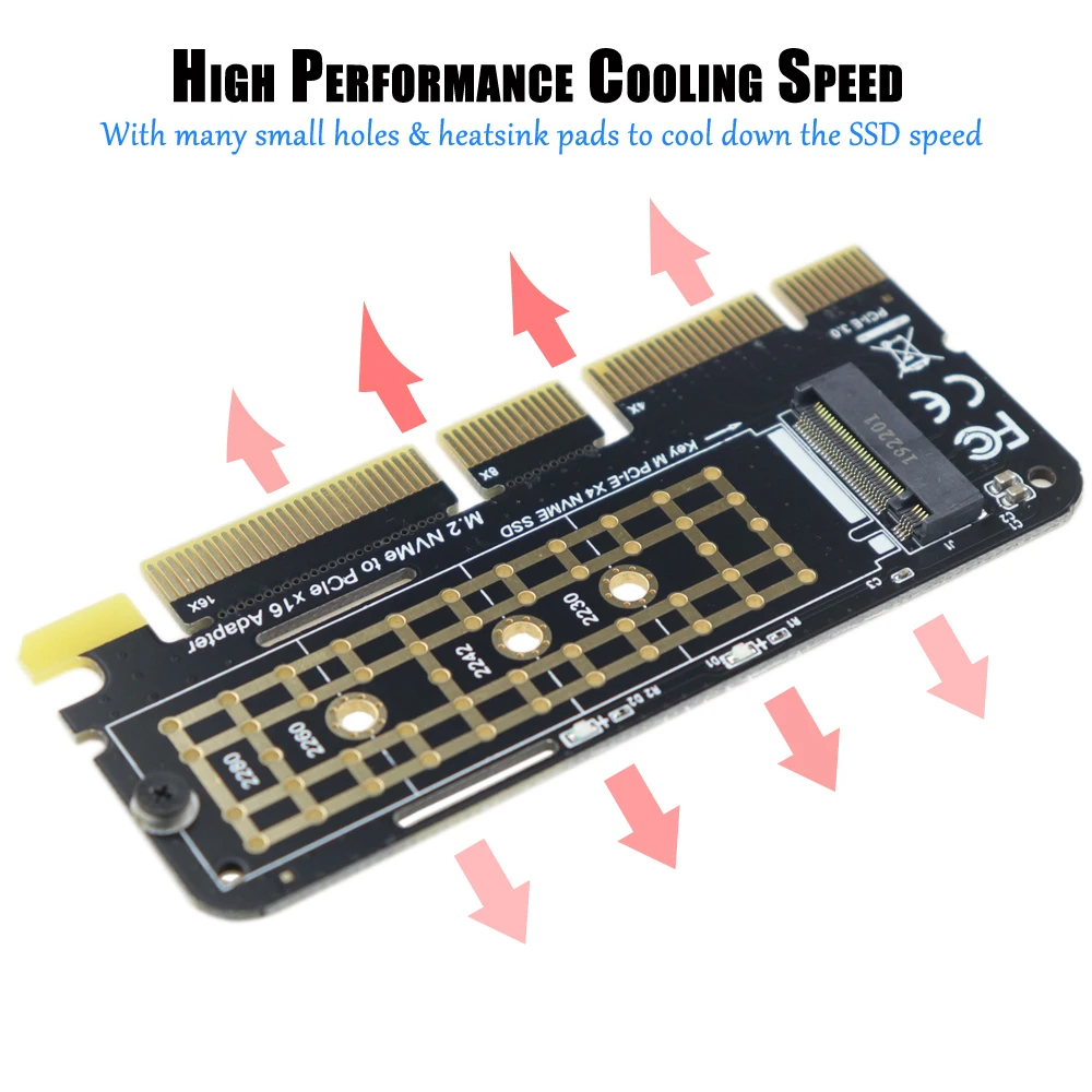 M.2 Накопитель SSD с протоколом NVME адаптер PCI-E 3,0x4x8x16 до NGFF M ключ твердотельный привод конвертер карта для 2230 до 2282 SSD поддержка Win 10
