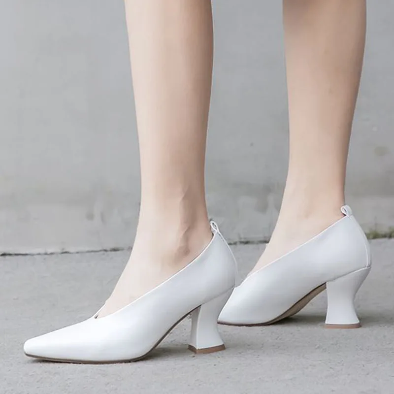 

Taoffen Genuine Leather Pumps Woman Comfortable Office Ladies Basic Pumps Party Shoes Women Footwear Size 34-39