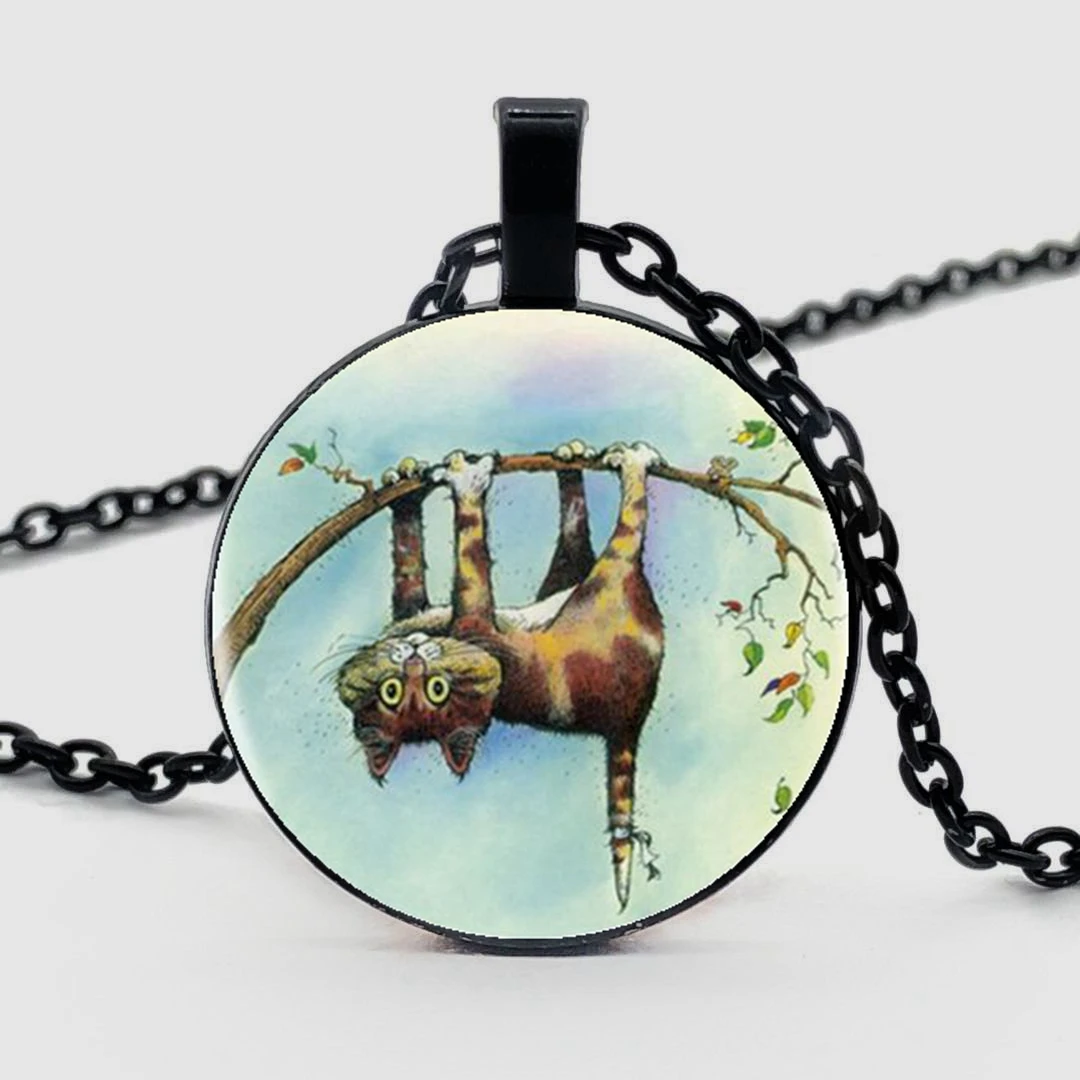 

2019/Naughty Cat Logo Pendant Necklace Romantic Photo Handmade 4 Color Vintage Chain Necklace Women Friends Gifts.