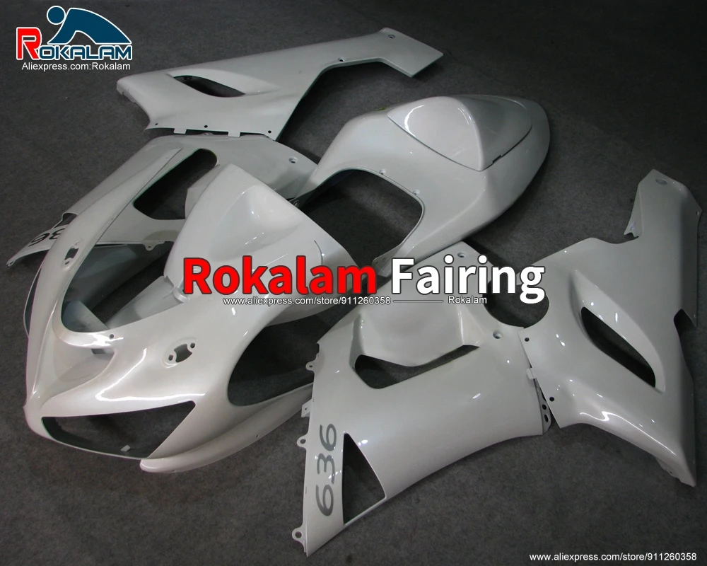 

Motorcycle Body Kit For Kawasaki ZX6R Ninja 2005 2006 ZX-6R 636 05 06 All White Motorbike Fairing (Injection Molding)