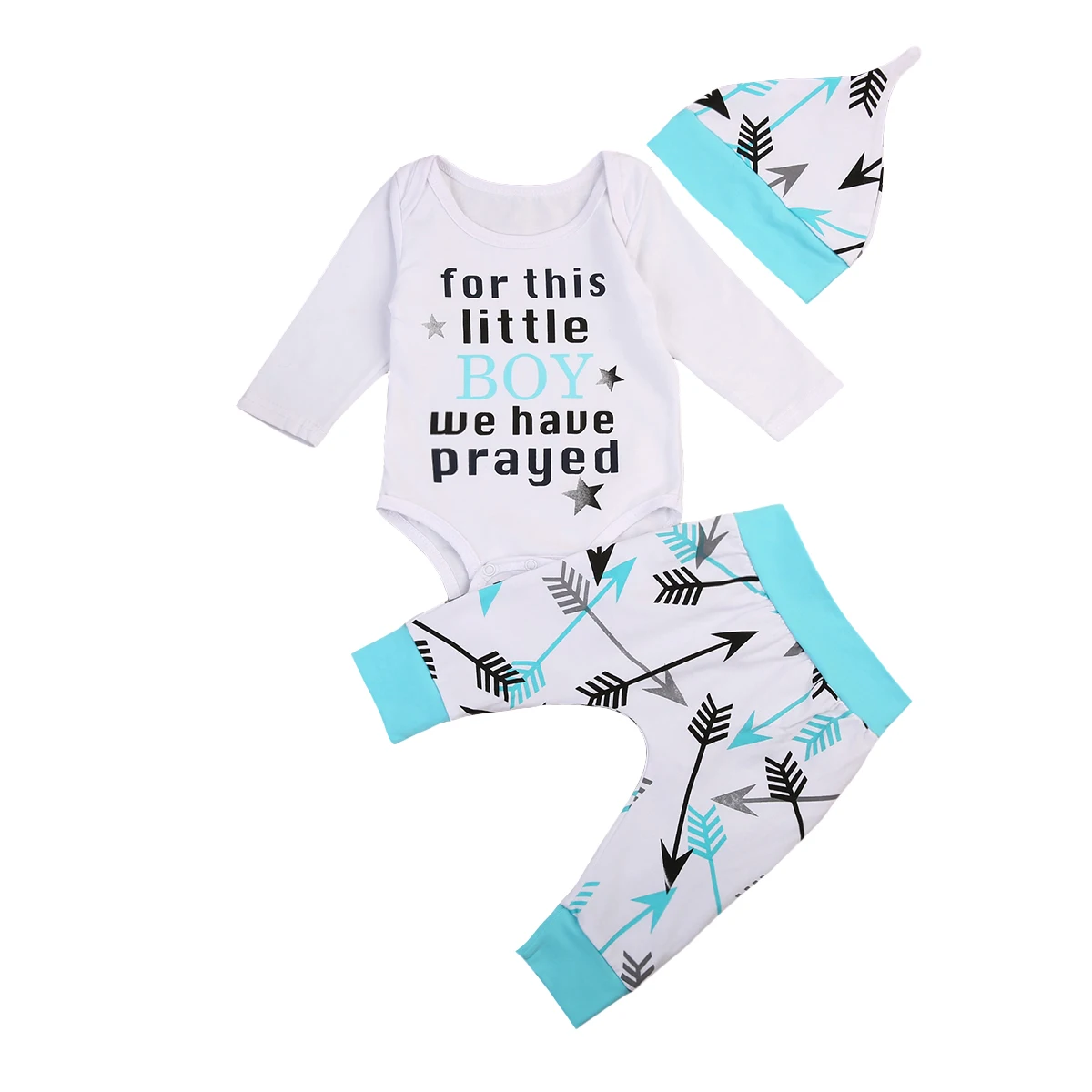 

Baby Clothing Baby Boys Letter Printed Romper + Arrow Pants Infant Hat Newborn Outfits Kids Clothes Set 3Pcs Baby Clothing