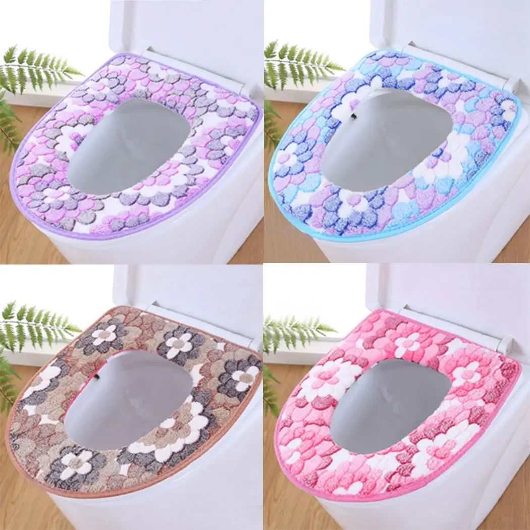 Мягкий коралловый бархат чехол для сиденья унитаза теплый красный фиолетовый