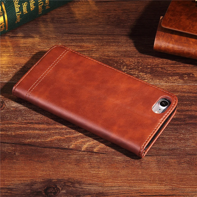 Для iPhone 7 чехол кошелек подставка для карт магнитный роскошный Ретро стиль кожа