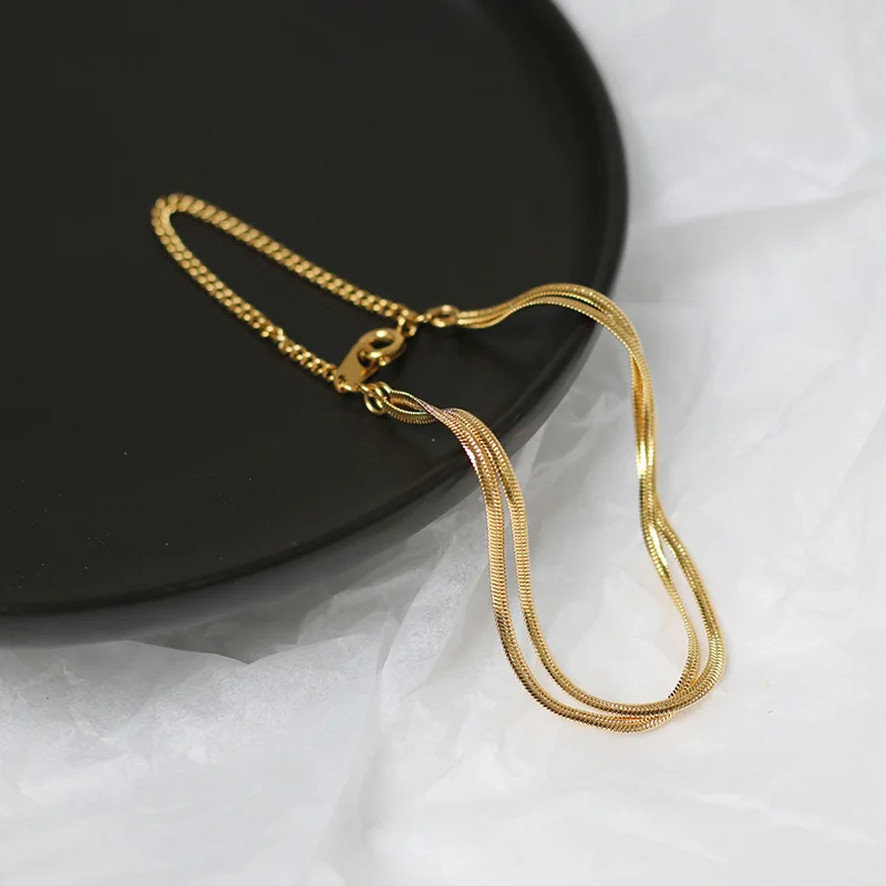 Двухслойная цепочка-змея из нержавеющей стали ювелирные изделия для женщин