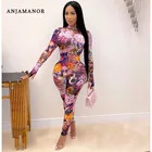 Женские комбинезоны и комбинезоны ANJAMANOR, женская одежда 2020, Модный облегающий комбинезон с длинными рукавами, сексуальные Клубные наряды D6-DC70