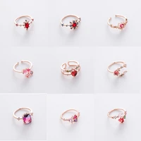 mwsonya new korean sweet heart flower cubic zircon adjustable rings for women fashion waterdrop crystal bague party jewelry