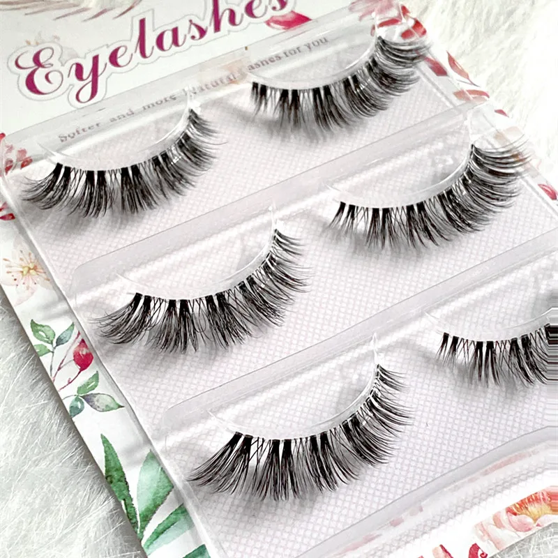 NEW Wholesale Mink Eyelashes 3pair lashes invisible band mink lashes reusable false eyelashes Makeup in Bulk