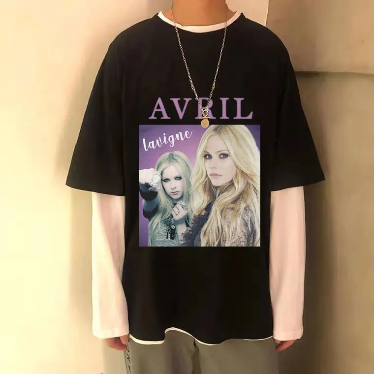 

Canada Singer Avril Lavigne 90s Classic Retro Graphic Print T Shirt Men Women All-match Black Cotton T-shirt Hip Hop Streetwear