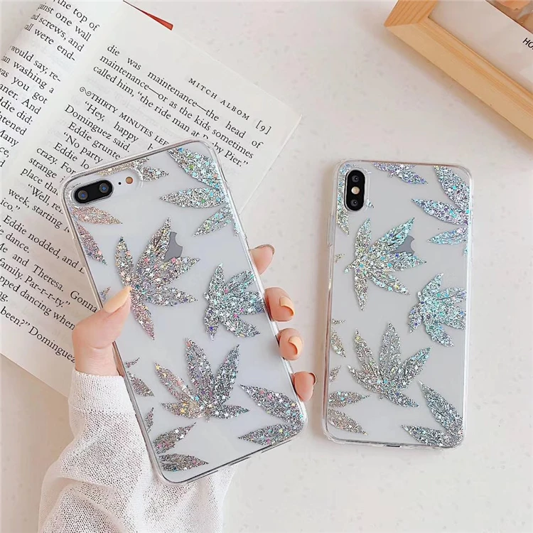 Модный Серебряный чехол с Кленовым листом для IPhone X XR XSMAX iPhone 6 7 8 Plus милый