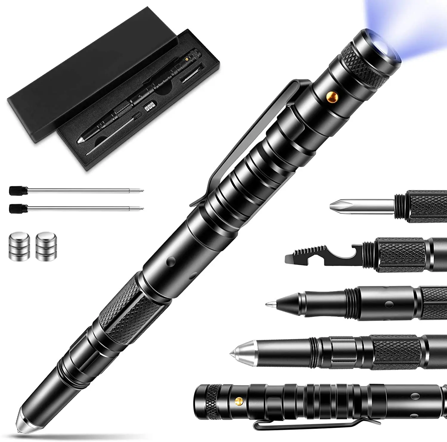 

Multifunction Tactical Pen for Self Defense Outdoor Camping Multitool Pen for Everyday Carry EDC Survival Gear Gift for Father