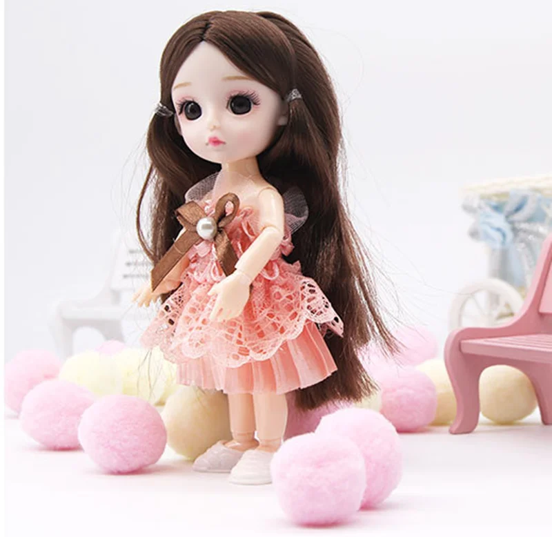 

New BJD Doll 16cm 13 Movable Joint 1/12 Makeup Fashion Casual Skirt Clothing Doll Accessories Play House Toys for Girls Gift