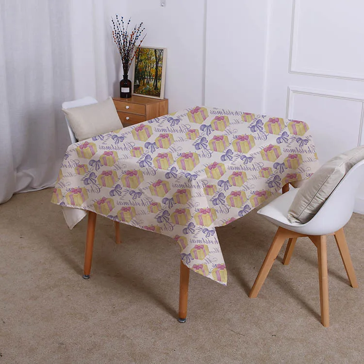Водонепроницаемая льняная скатерть с рождественским принтом для украшения дома
