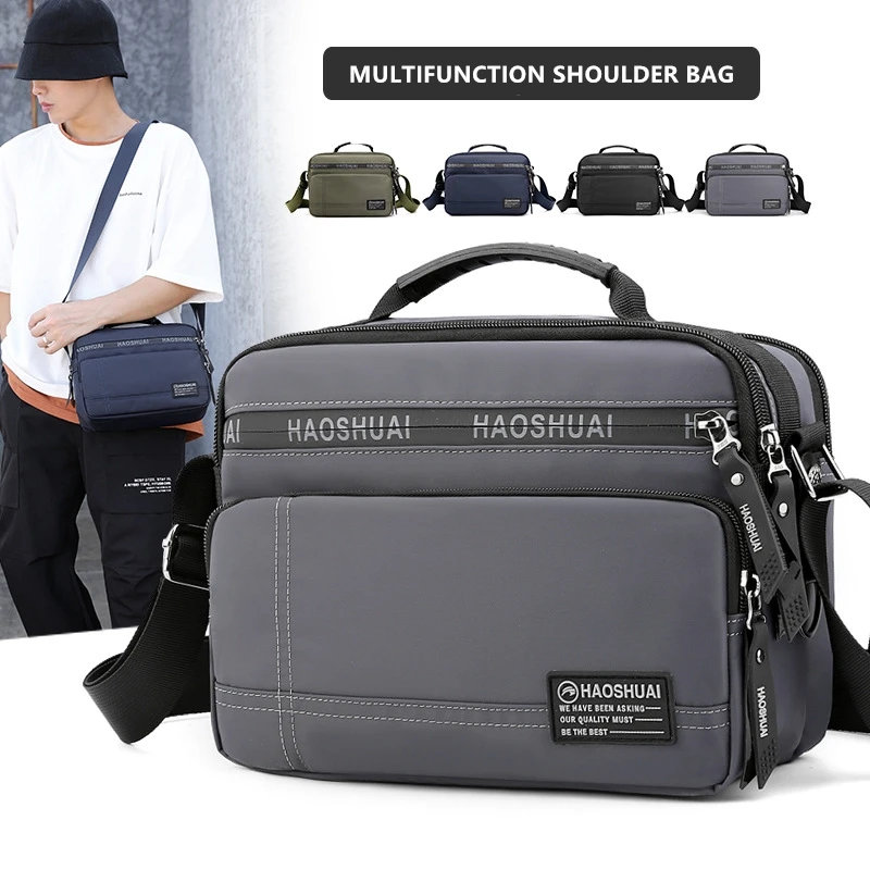 Brand New Multilayer Shoulder Bags Totes Men Messenger Water Resistant Bags Zipper Pockets Crossbody Bags 2021 Large Light