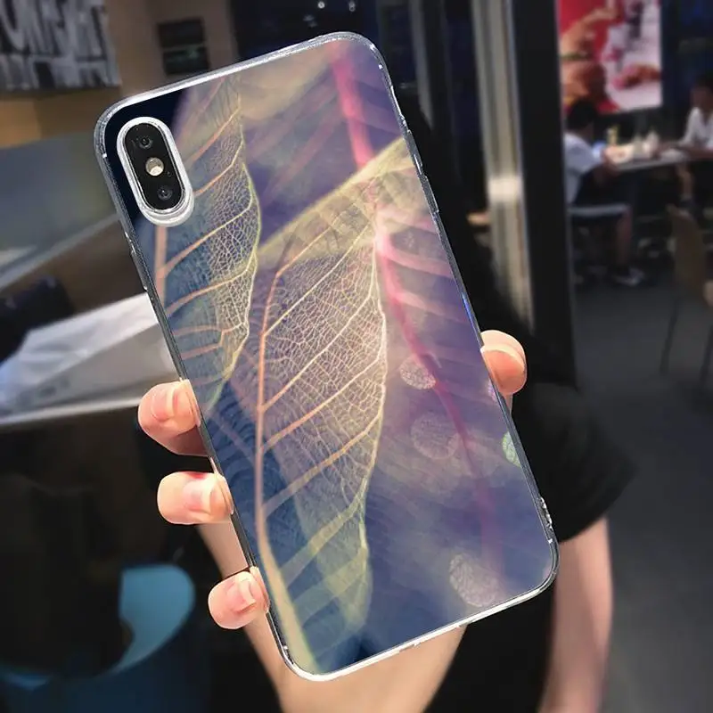 

Leaf pattern drawing cartoon Phone Case Transparent soft For iphone 5 5s 5c se 6 6s 7 8 11 12 plus mini x xs xr pro max