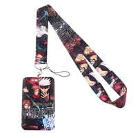 fd0215 anime spell back mobile phone hang rope keycord usb id card badge holder keychain diy lanyards card cover with lanyard
