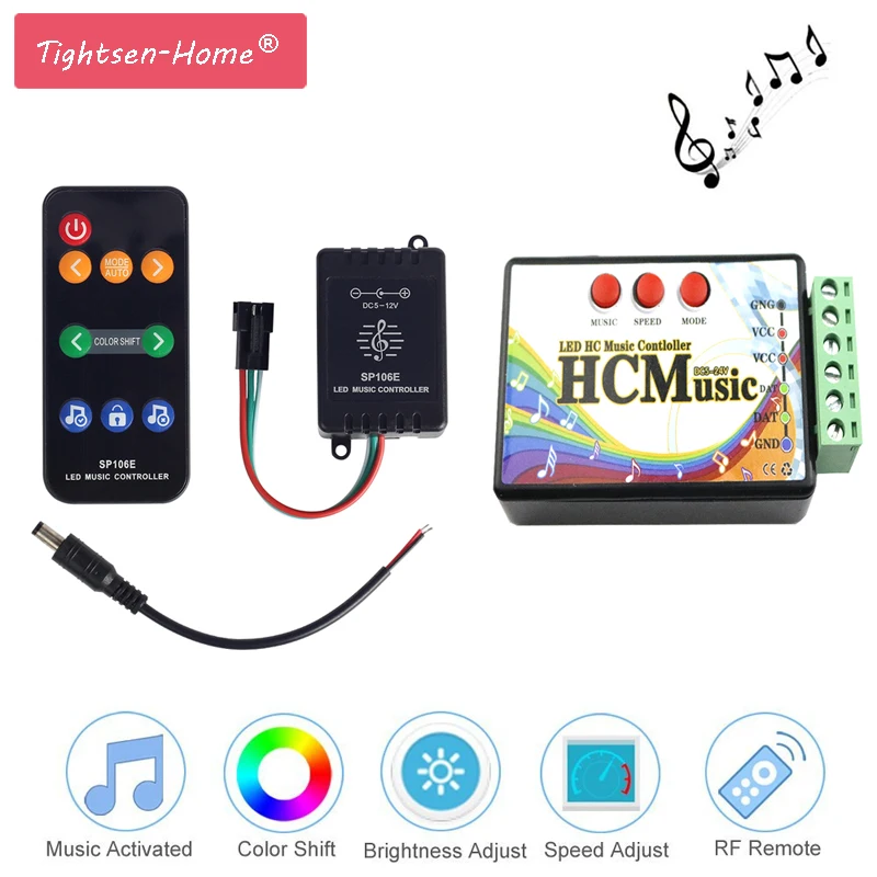 Светодиодный RGB музыкальный контроллер HC SP106E с 9 клавишами светодиодный цифровой