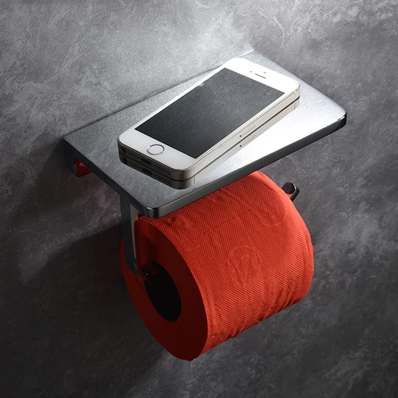 

304 Zinc Alloy Mirror Chromed Bathroom Toilet Roll Paper Holder Tissue and Top Place Things Platform Mounted Hardware Tissue Box
