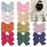 2pcsset solid cotton hair bows hair clips for baby girls boutique hairpins barrettes headwear kids hair acesssories