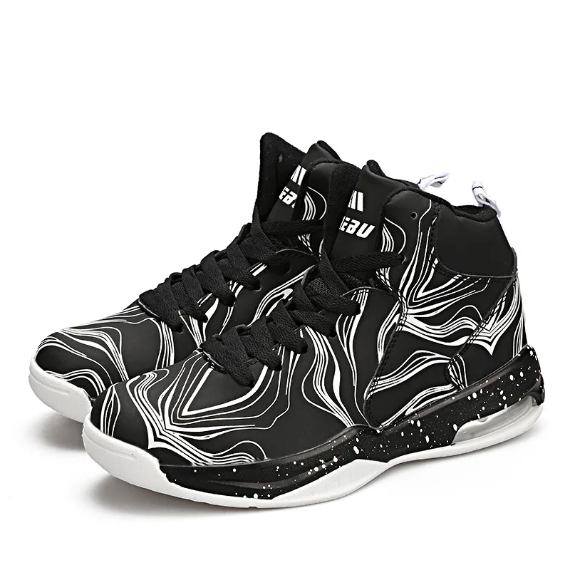 white black Jordan shoes high help couple night light basketball shoes shock-absorbing anti-slip wear-resistant combat boots sneakers - Цвет: white black