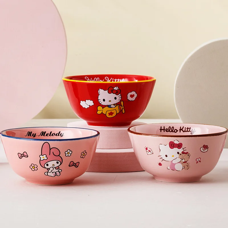 Sanrioed Mymelody HelloKittys Cinnamoroll LittleTwinStars Gudetama maru KEROPPI керамическая миска Милая мультяшная