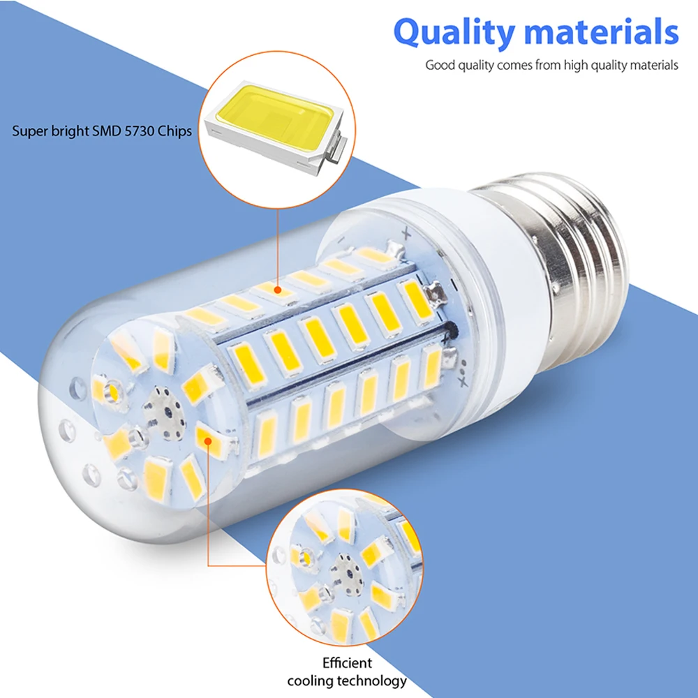 3 Вт 6 9 12 15 светодиодный кукурузный Светильник лампы E14 E27 B22 G9 GU10 5730 SMD яркий