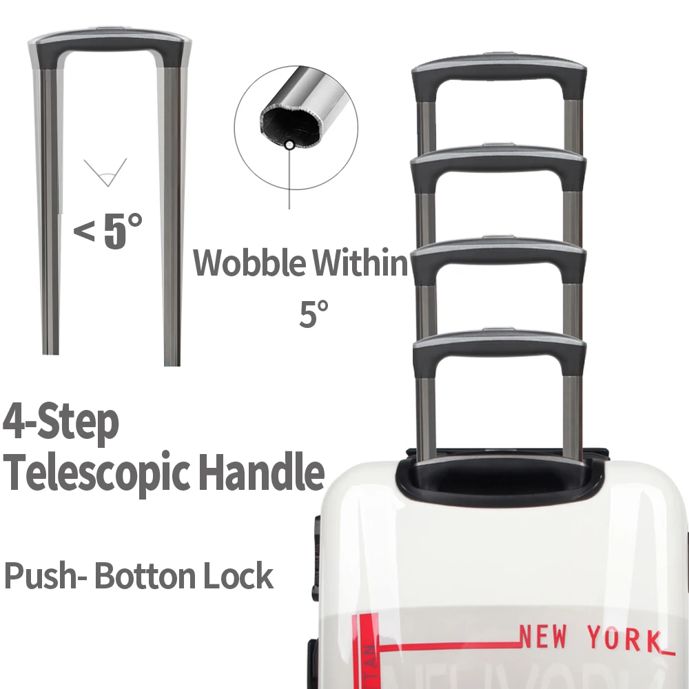 

NEWCOM Polished Luggage 24 Inch Spinner Hardside Lightweight Rolling Suitcase for Teens