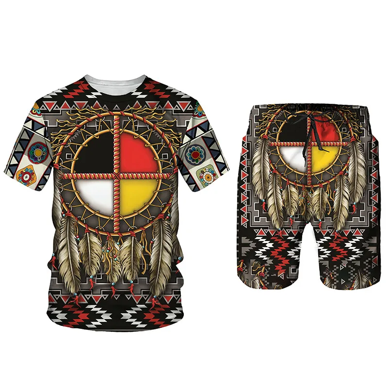 

Indian Culture Summer 3D Printed Men's T-shirt Shorts Set Men's Sportswear Tracksuit O Neck Short Sleeve Men's Clothing Suit