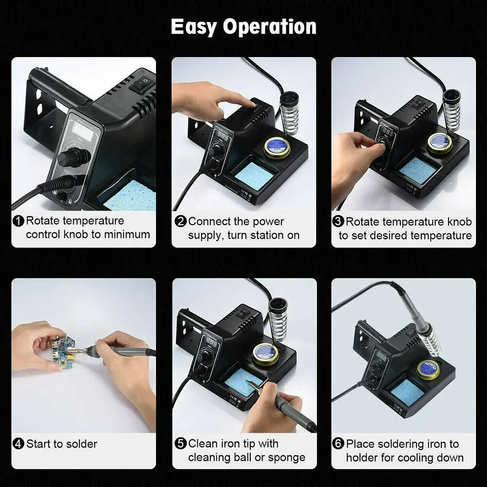 

60W Soldering Iron Station Rework Kit Fast Heating 480 Electronic Welding Soldering Iron LED Digital Temperature Controller