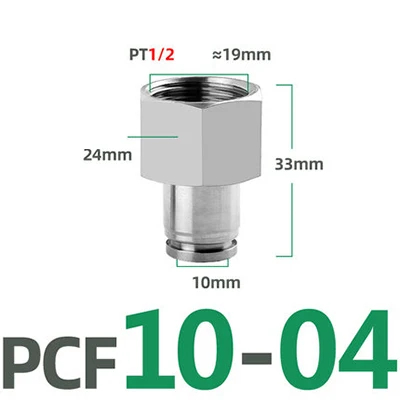 

Пневматический соединитель PCF из нержавеющей стали 304 дюйма, 1/8 дюйма, 1/4 дюйма, 3/8 дюйма, 1/2 дюйма, внутренняя резьба, пневматический быстроразъемный шланг, Воздушная трубка