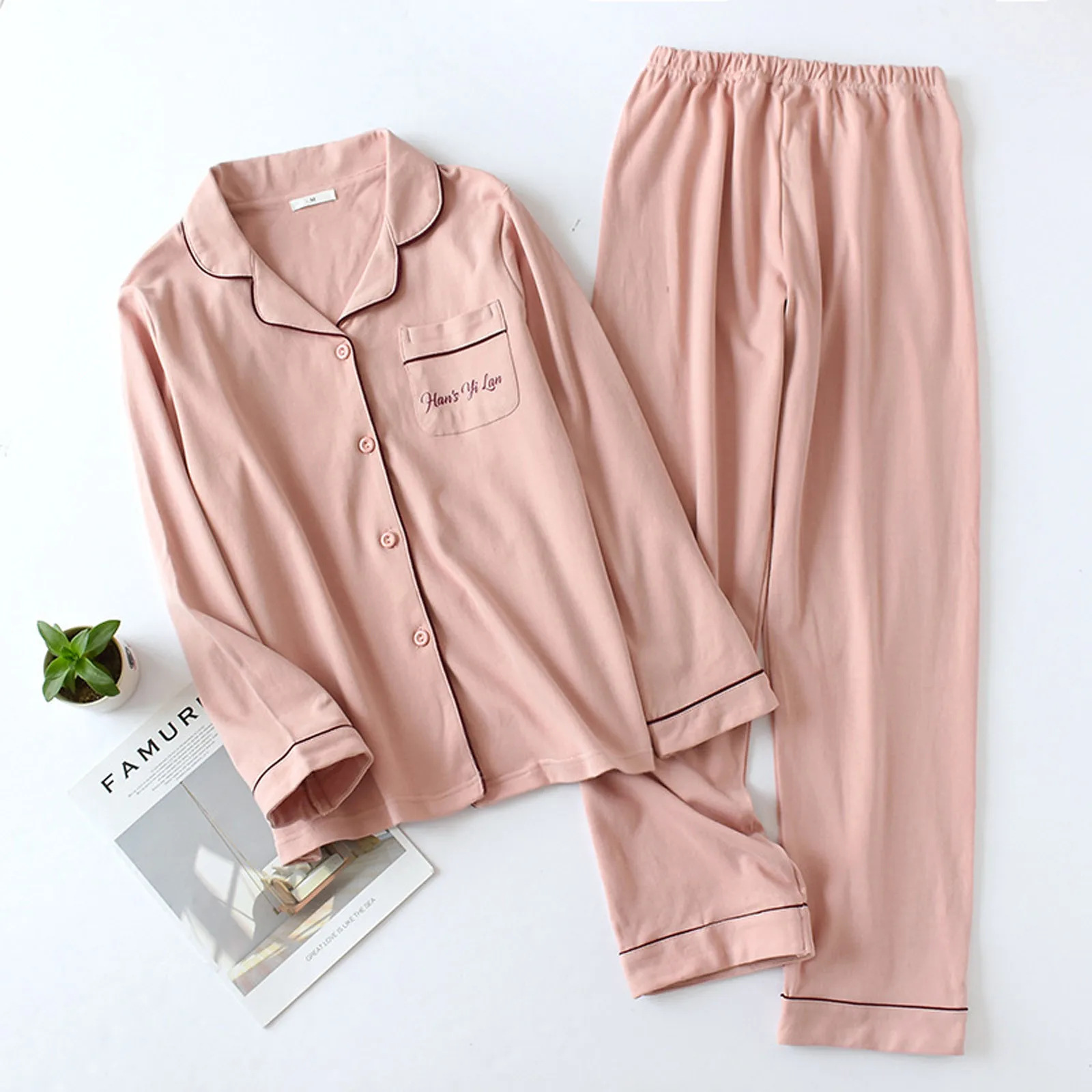 

Women Solid Sets Button Wear Lounge Wear Home Sleep Set Tops+pants Pajama Sets Lingerie Nightwear 2piece Clothing Lounge Wear